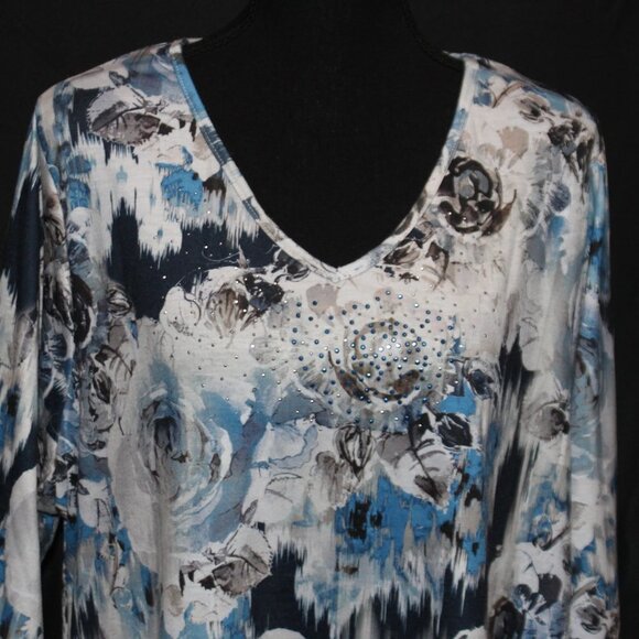 Catherines Floral Tunic Style Womens Top - Picture 3 of 11